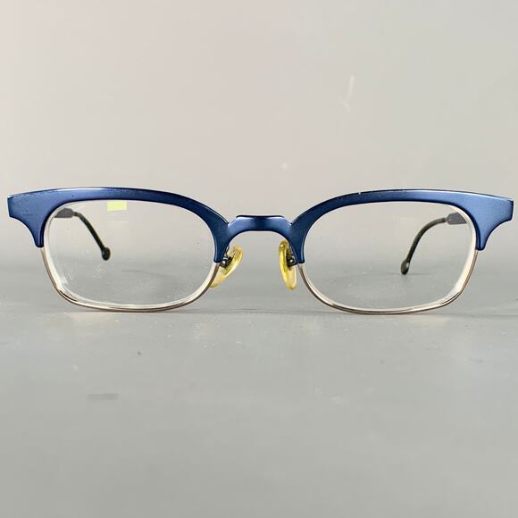 L.A.EYEWORKS Swell Blue Black Metal Semi Rimless Glasses Frames - Picture 1 of 7